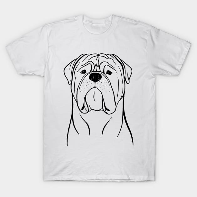 Bullmastiff (Black and White) T-Shirt by illucalliart